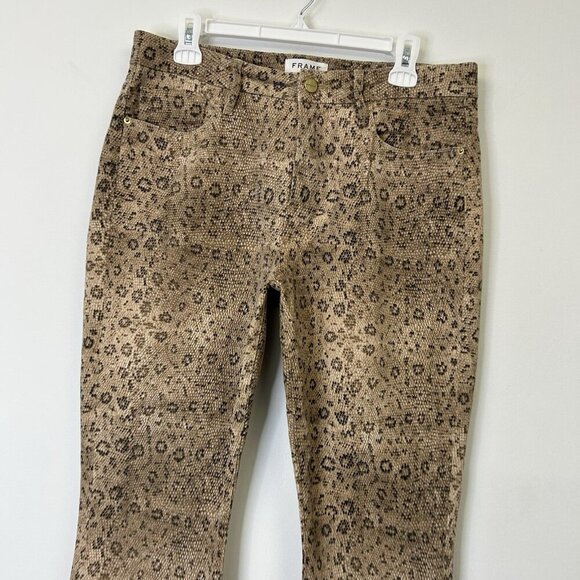 Frame Le Crop Mini Boot Jeans Women’s Size 30 Snake Print High Rise - Picture 5 of 10